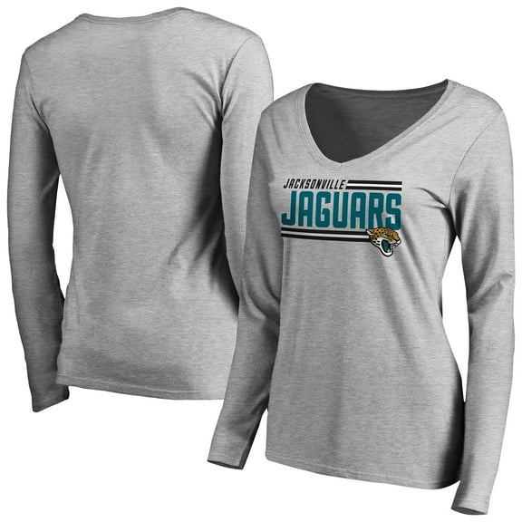 Women's Ash Jacksonville Jaguars Iconic Collection On Side Stripe Long Sleeve V-Neck T-Shirt
