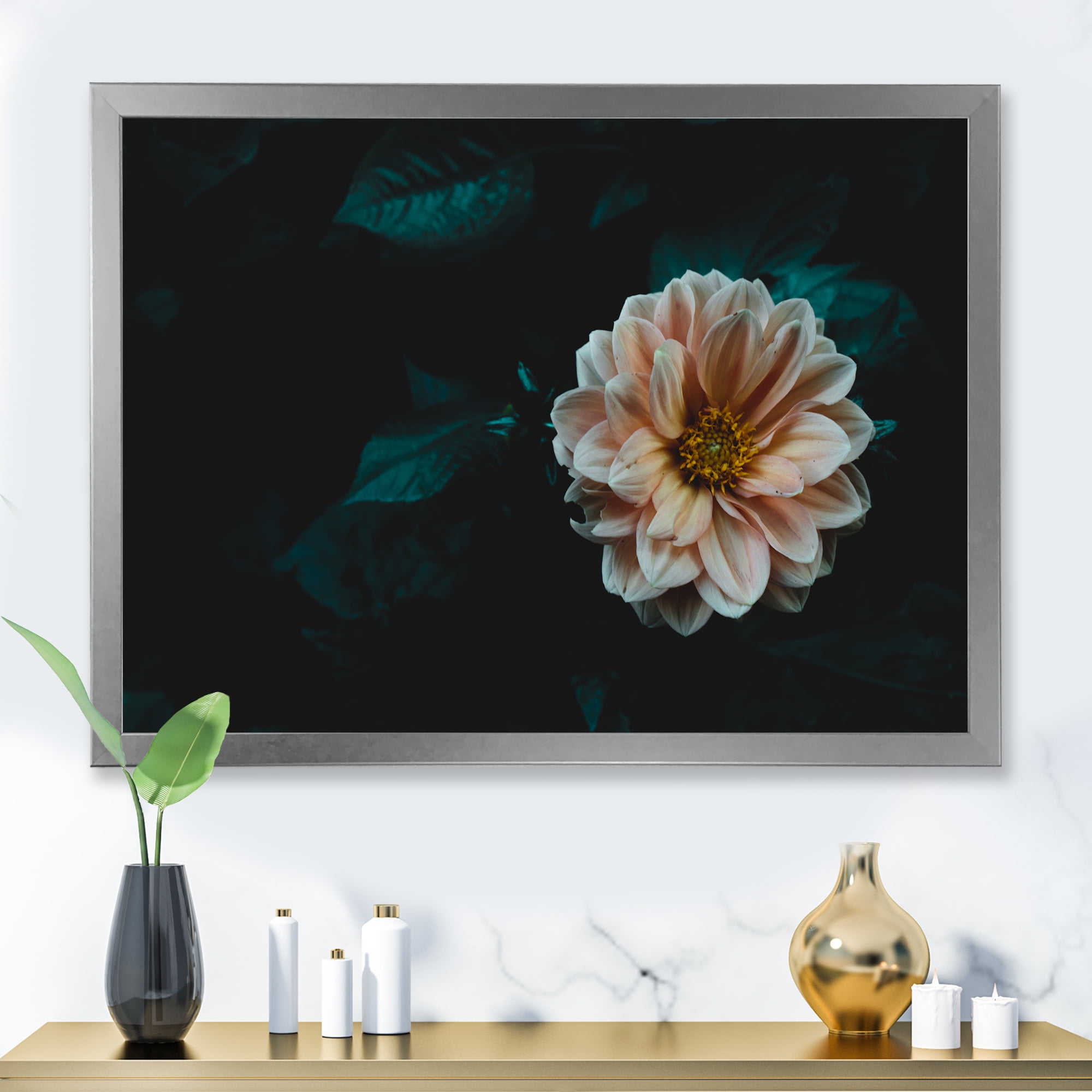 Designart 'Blooming Yellow Flower' Traditional Framed Art Print