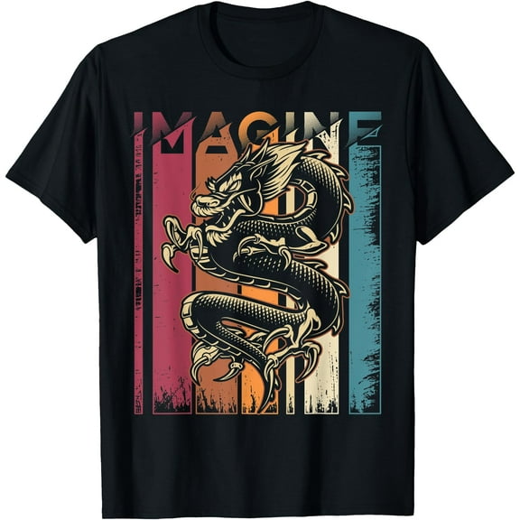 Imagine Vintage Dragon Cool Art Unisex T-Shirt for Men Women Kids Toddler