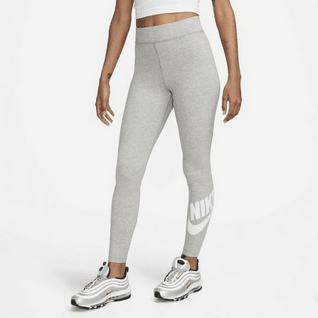 Nike Sportswear Classics Women's High-Waisted Graphic Leggings Color: Dark Grey Heather/White Size: XS