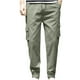 thumbnail image 2 of Pantalones largos para hombre, informales, lisos, con bolsillo, cintura elástica, para exteriores, con cordón ajustable, para trabajo, 2 of 6