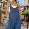 thumbnail image 3 of B91xZ Combinaisons Sans Manches Décontractées pour Femmes Combinaisons Amples à Bretelles Réglables avec Poches, Bleu m, 3 of 5