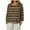 Brown|Striped, variant on AKOEE Linen 3/4 Sleeve Tops for Women T-Shirts Graphic Casual Loose Round Neck Tshirts Spring Summer Fall Tees (XL, White|Dots)
