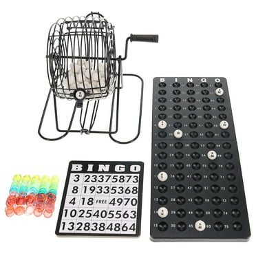 WE Games Grand Bingo Set - 8 inch Black Metal Cage, Balls, Cards, Markers Family Game