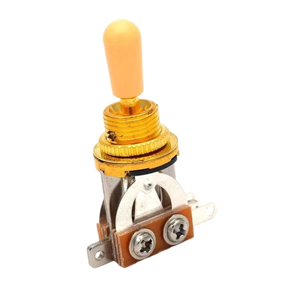 Interruptor de palanca de 3 vías para guitarra eléctrica con perilla de punta abierta y cerrada. Instrumento musical. Oro