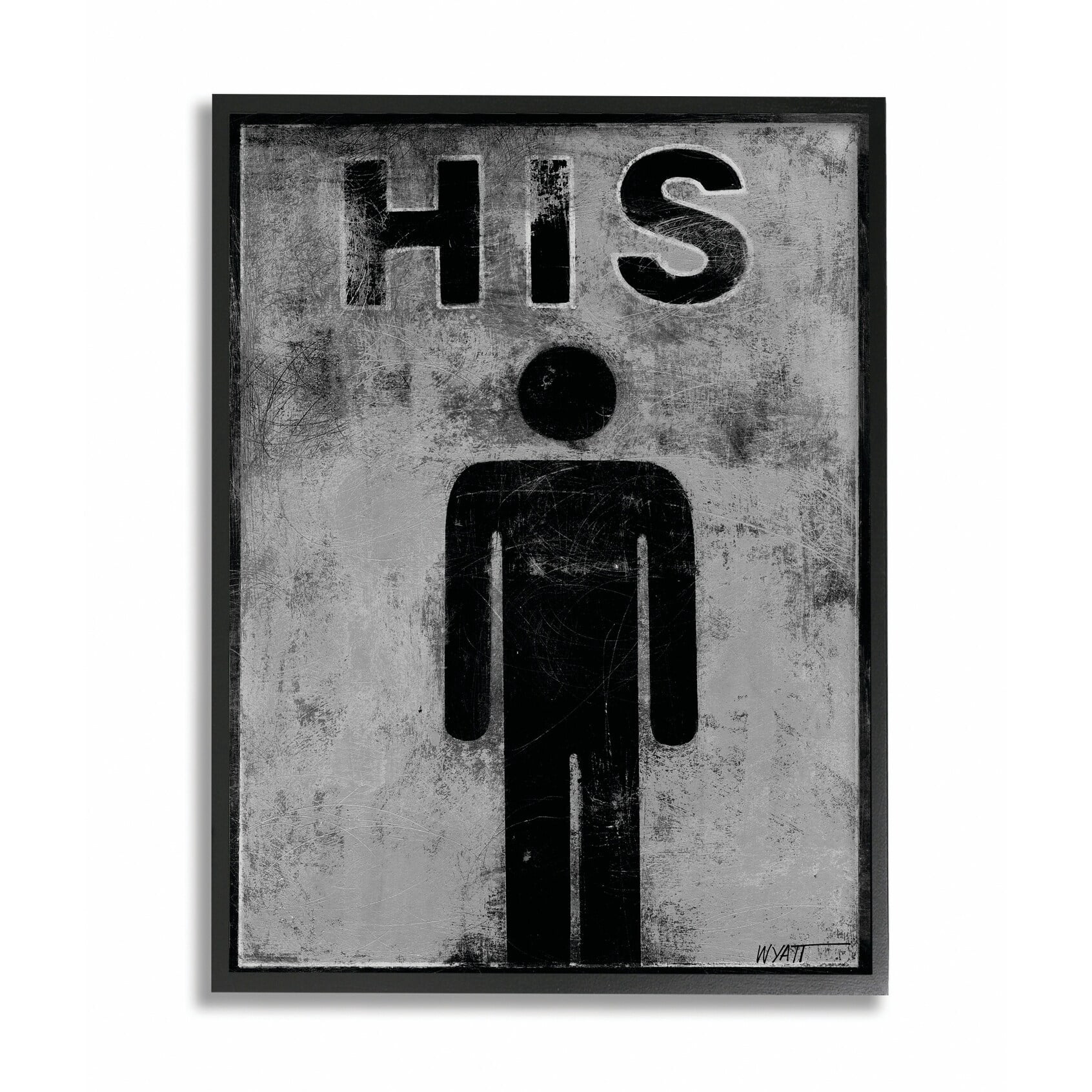 Stupell IndustriesHis Distressed Bathroom SignFramed Wall Art by World Art Group