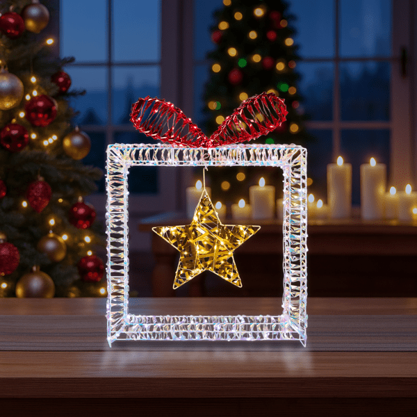 3-Pack Lighted Christmas Gift Box Decorations, 357 White LEDs, Weather-Resistant, Collapsible for Indoor Outdoor Use
