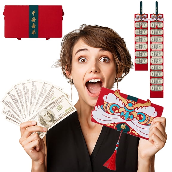 Werulen 2Pcs Chinese New Year Red Envelope, 2026 Year Folding Enlarged Blessing Envelope for Lunar Year Gifts, Personalized Money Holder for Birthday Business Occasions, Traditional Auspicious Red