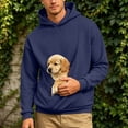thumbnail image 3 of Pet Pouch Hoodie for Men Fall Winter Long Sleeve Loose Hooded Sweatshirt with Dog Pouch Cat Carrier Hoodies, 3 of 8
