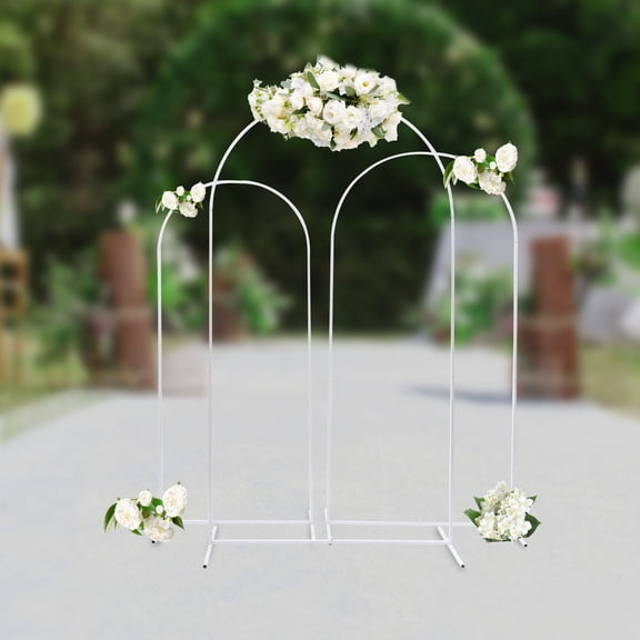 Toolven Wedding Arch Stand 5.9/6.6/7.2ft, White Carbon Steel Backdrop, Ideal for Weddings, Parties, and Special Events