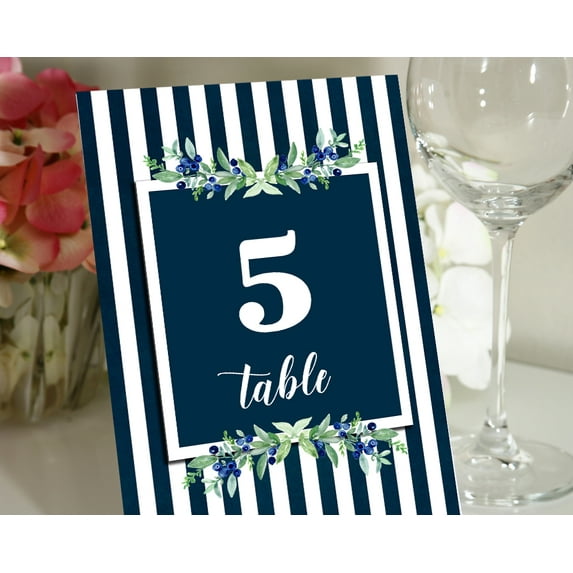 Darling Souvenir Double Sided Print Striped & Floral Table Numbers Wedding Reception Decorative Table Cards-5" x 7" (1 to 30)
