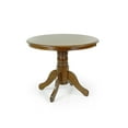 thumbnail image 3 of Round Solid Wood Dining Table 38.5'' D with Pedestal Base, Kitchen Round Table for 2 and 4 persons, Restaurant Table, Medium Brown Color, 3 of 7