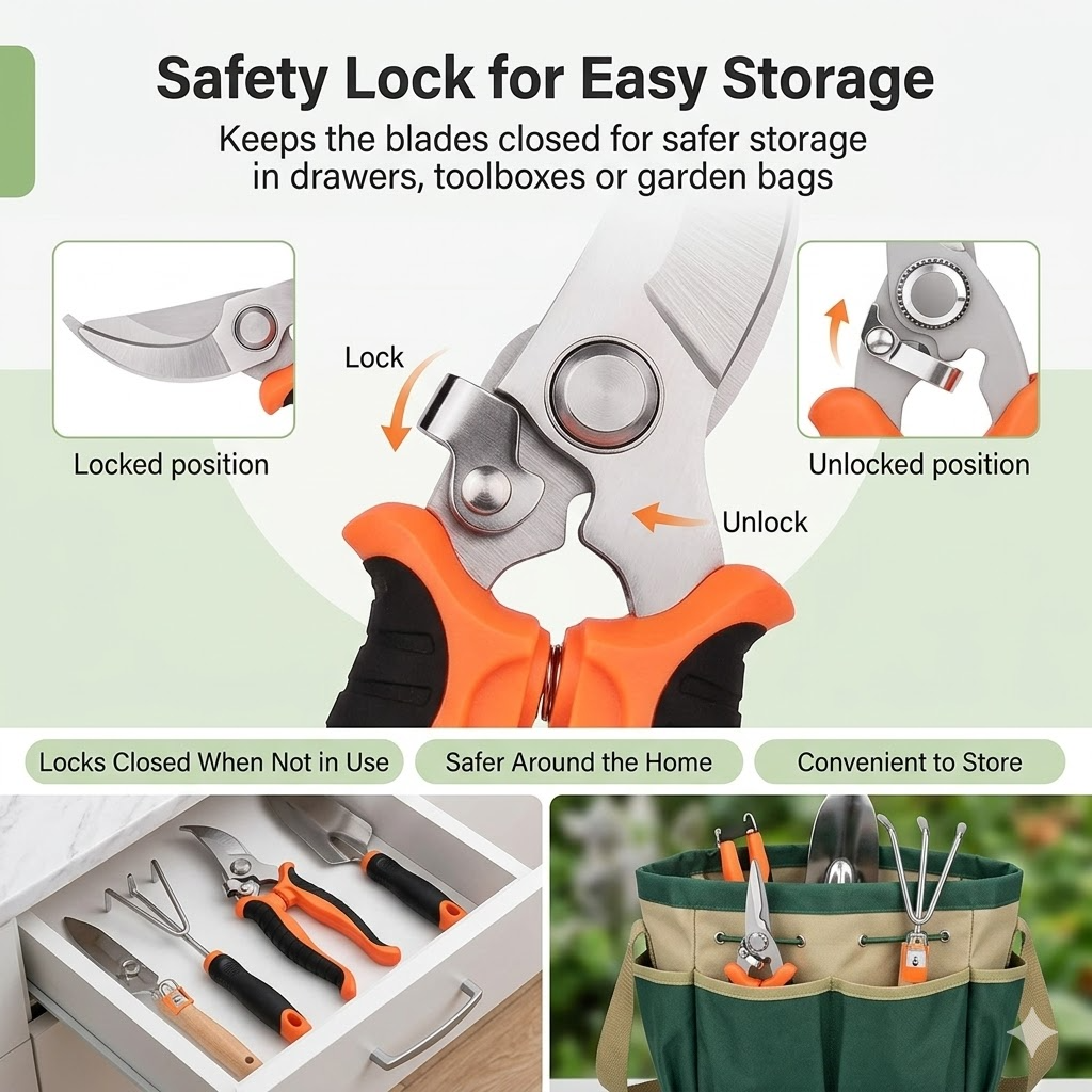 NIUTA 2-Pack Pruning Shears Set with Stainless Steel Blades photo 4