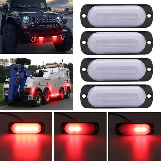 4 luces LED de penetración rojas, luces estroboscópicas LED de 12 V y 24 V, lámpara de flash de 4 LED, luz estroboscópica LED, alarma de emergencia para automóvil, camión, remolque, caravana