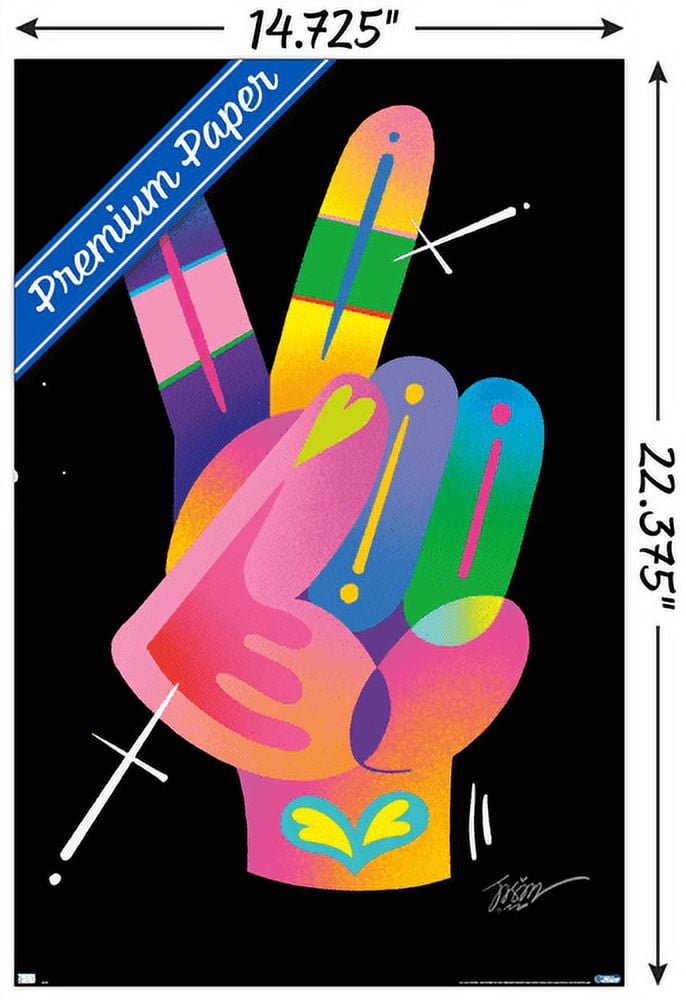 Jason Naylor - Peace Sign Hand Wall Poster, 14.725" x 22.375"