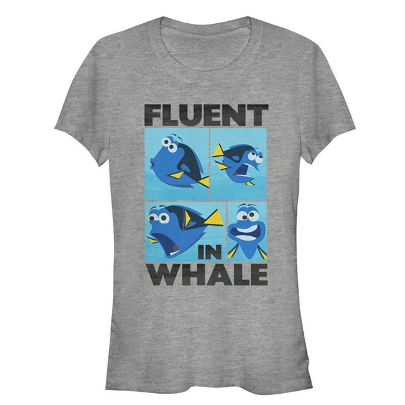Junior's Finding Dory Fluent in Whale  Graphic Tee Athletic Heather Medium