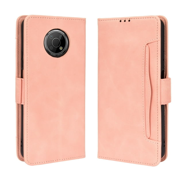 Case for Nokia G300 Cover Adjustable Detachable Card Holder Magnetic closure Leather Wallet Case - Pink