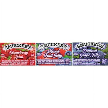 Smucker's Jam Assortment Single Serving Packs, 0.5 oz, 200/Carton