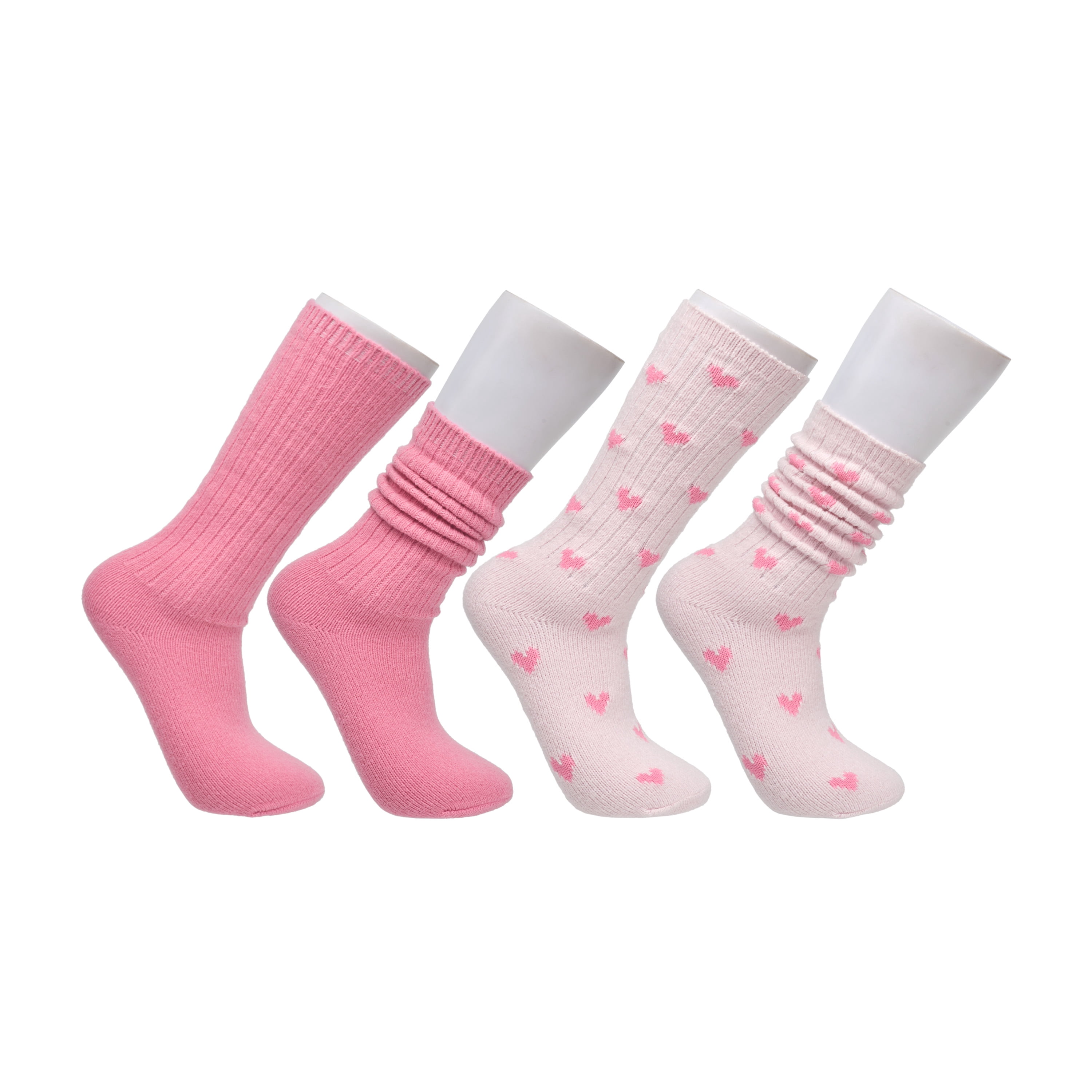 Kensie Girls Super Soft Slouchy Kids Socks (2-Pack) – Pink Hearts