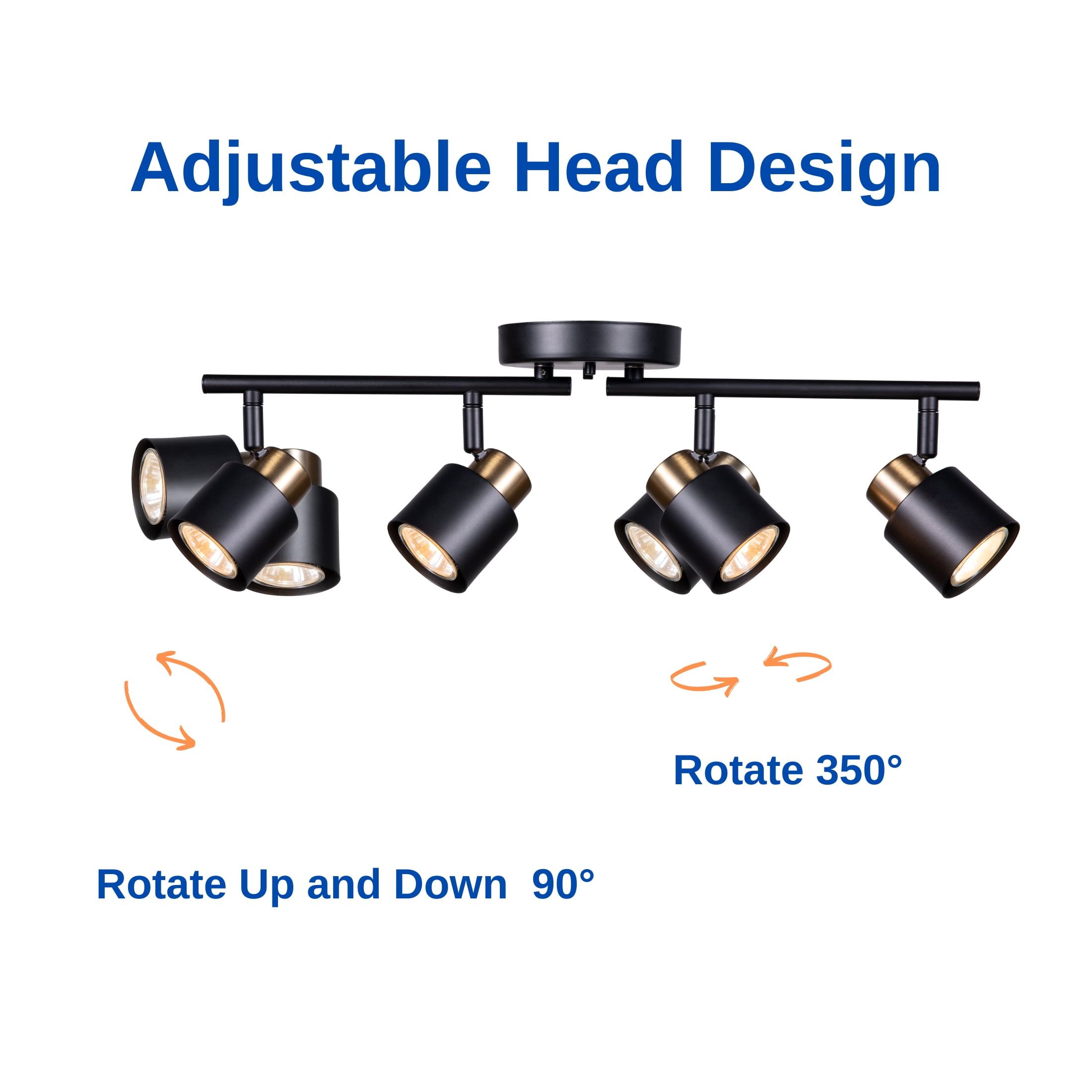 CRAFTRONOS 4 Light Track Lighting Black Brass Adjustable Arm CR62150BK