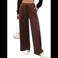thumbnail image 2 of Pantalones Deportivos de Pierna para Mujer, Cintura Alta, Holgados y con Cordón Ajustable Color Café S, 2 of 9