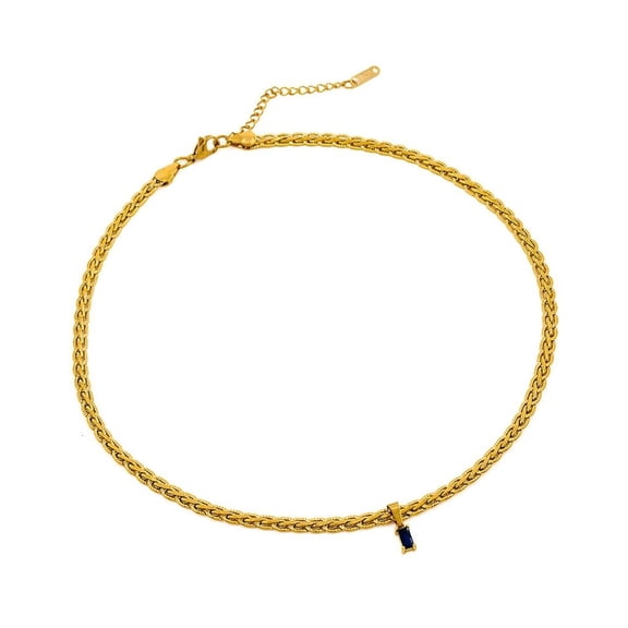 Square Zircon Embedded Pendant Necklace for Fashionable Women Clavicle Chain