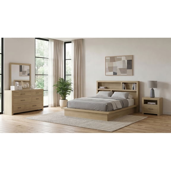 Coaster Hendricks 4-Piece Queen Bedroom Set, Light Oak