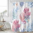 thumbnail image 4 of Pink Blue Coastal Bathroom Shower Curtains with 12 Hooks Polyester Waterproof Shower Curtain for Stalls and Bathtubs Ocean Coral Summer Beach Nautical Decorative Bathroom Privacy Curtain 72x96 Inches, 4 of 8