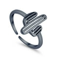 thumbnail image 3 of 12mm - Cactus Toe Band Ring 925 Sterling Silver Thin Adjustable Stylish Rings for Women, 3 of 5