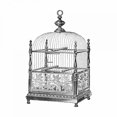 thumbnail image 2 of Catalog Illustration 26x26 Black Ornate Wood Framed with Double Matting Museum Art Print Titled - Etchings: Birdcage - Dome top, spindle corners, vine detail base., 2 of 4