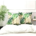 thumbnail image 6 of Tropical Green Leaves Pillow Covers 18x18 Set of 2 Palm Leaf Decorative Outdoor Throw Pillow Cases Standard Size Spring Summer Modern Botanical Pillowcases Cushion Cover for Sofa Couch Bed, 6 of 6