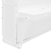 Harper & Bright Designs Queen Size Wall Murphy Bed with Storage, Foldable Cabinet Bed with Vanity Desk, Center Mirror & 2 Side Drawers for Guest Room Office, White