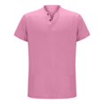 thumbnail image 4 of KHONTS Men's Henley Collared Shirts Slim Fit Short Sleeve Fashion Tops Tee Basic Classic Summer V-Neck T Shirts Pink M, 4 of 5