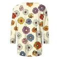 thumbnail image 5 of Royisotas Summer Womens Tops Casual Yellow 3/4 Sleeve Floral Graphic Womens T Shirts Crew Neck Loose Shirts, 5 of 5