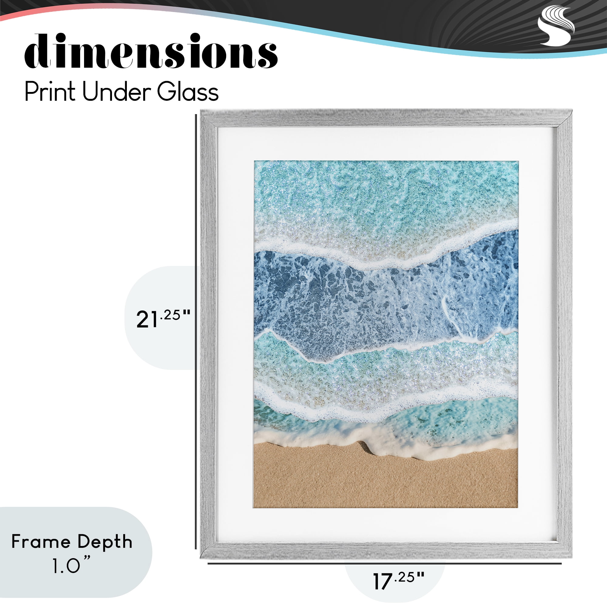 Stupell Industries Overlapping Shore Waves Gray Framed Print Under Glass, design by Jesse Keith