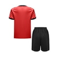 thumbnail image 2 of JanJean Kids Boys Soccer Jersey and Shorts Set Athletic T-Shirt Football Team Training Uniforms Red 4, 2 of 5