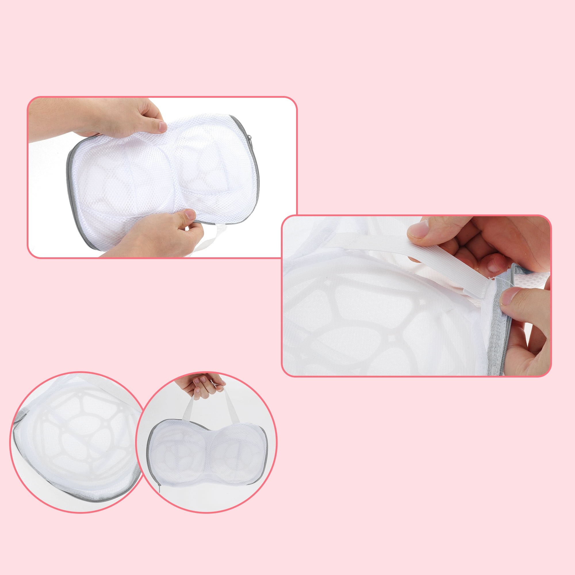 Unique Bargains Mesh Laundry Bags for Delicates with Zipper Closure Grey
