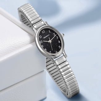 Women\'s Silver Analog Quartz Alloy Steel Expansion Band Waterproof Wrist Watch Amazon.com: BOSHIYA Women main image 3