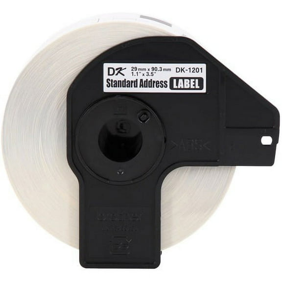 Brother DK1201 - Standard Address White Paper Labels - 3.14" Width x 1.14" Length - 400 / Roll - Direct Thermal - White - Paper - 400 / Roll | Bundle of 5 Rolls