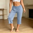 thumbnail image 3 of WAGUTH Womens Modal Capri Pajama Pants Elastic High Waist Wavy Ruffle Hem Wide Leg Cropped Sleep Bottoms Soft Breathable Lounge Pants, 3 of 5