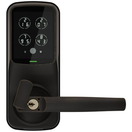 Lockly - Secure Plus Smart Lock Bluetooth Replacement Latch with Touchscreen/Fingerprint Sensor/Key Access/Auto Lock - Matte Black