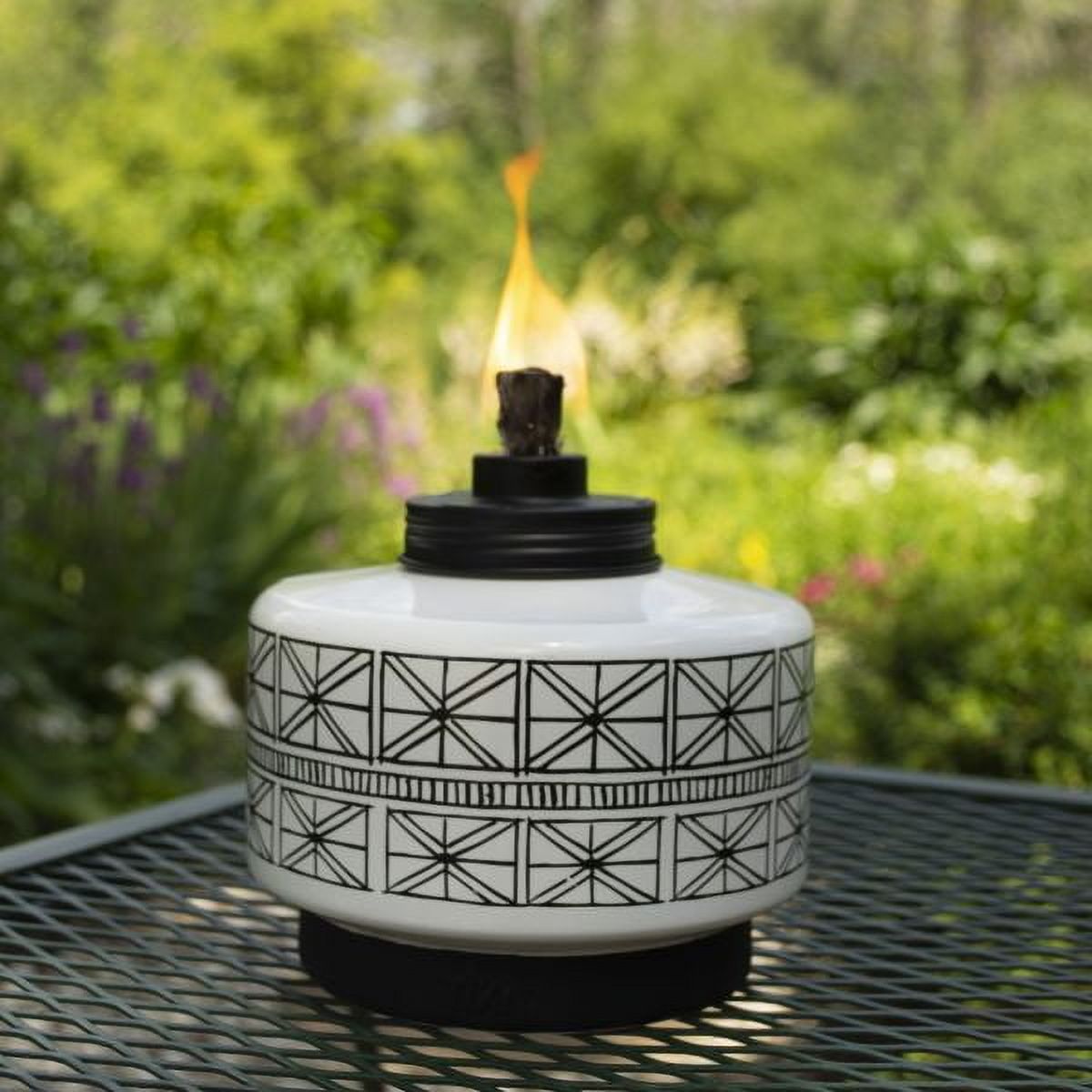TIKI® Brand 2-Pack 6 Inch Table Torch Glass Black and White