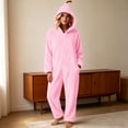 thumbnail image 7 of Xinsrenus Women's Cute Fleece Hooded Jumpsuit Loose Long Sleeve Warm Loungewear Fall Winter Casual Sleepwear, 7 of 7