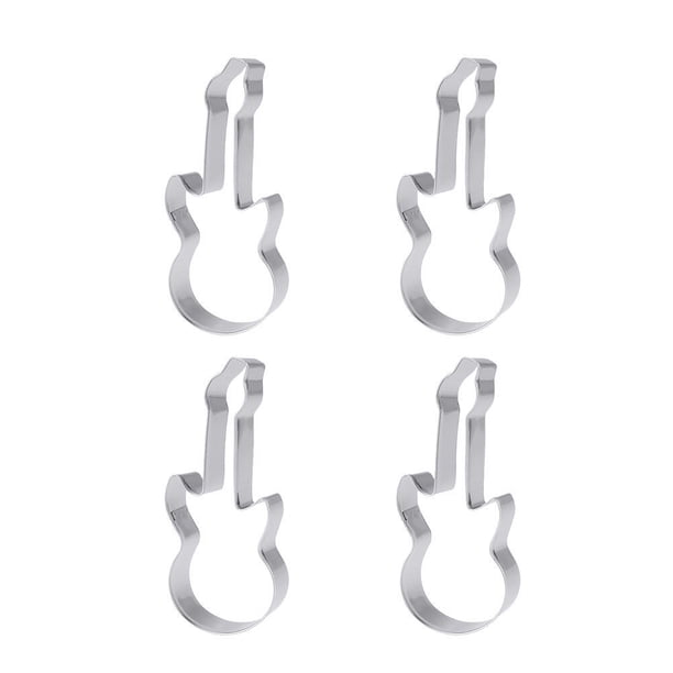 4 Uds cortadores de galletas de acero inoxidable con forma de guitarra moldes para galletas herramientas para hornear en casa