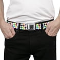 thumbnail image 3 of Buckle-Down Belt, Seatbelt Buckle Belt, Diamonds White Multi Color, 30 to 44 Inches, 3 of 9