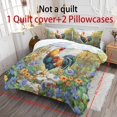 thumbnail image 3 of ZIATUBLES Rooster Daisy Print Twin Size Duvet Cover Set, 3 Pieces Soft Cozy Bedding, 1 Duvet Cover & 2 Pillowcases, Easy Care Lightweight Bedding for All Season, Chic Modern Decor, 3 of 8