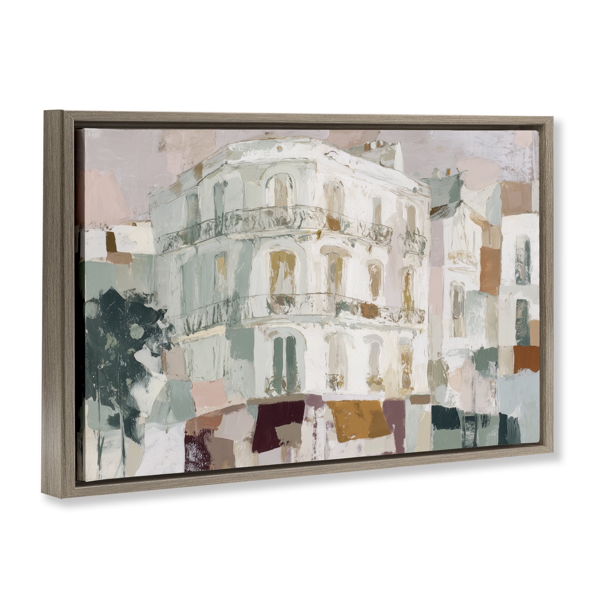 Stupell Industries Barcelona Street Corner Brown Framed Floater Canvas Wall Art, design by Chromatic Storm Studio