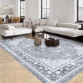 thumbnail image 2 of ZACOO Area Rug 5x7 Vintage Bohemian Machine Washable Rug Indoor Foldable Accent Rug for Living Room Bedroom Dining Room Low Pile Rug, Grey, 2 of 9