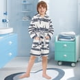 thumbnail image 5 of FORMRS Niños Bathrobe Unisex Hooded Robe Soft Plush Pajamas Sleepwear, Size 2-3T, Light Sharks, 5 of 7