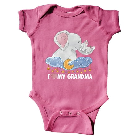 

Inktastic I Love My Grandma Cute Elephants with Moon and Stars Gift Baby Boy or Baby Girl Bodysuit